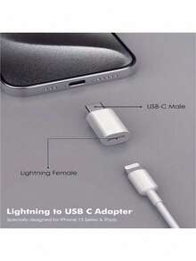 2个装 Lightning 母口转 USB-C 公口适配器，用于充电和数据传输，苹果适配器，手机 Lightning 转 Type-C 转换器，Lightning 母口转 USB-C 公口充电适配器，兼容 iPad，Type-C 转 8 针充电和数据同步接口，兼容苹果 Lightning 转 USB-C 适配器，兼容 16/15 Pro/Pro Max/Plus Lightning 转 USB-C 充电适配器，支持数据传输和充电（2 个装） - 彩色 - 查看 6