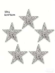 9件套星星熨烫贴片 – 银色闪光和水钻星星贴花，适用于服装、牛仔裤、鞋子、包包和帽子 – 修补、装饰和DIY配件 - 星星 - 查看 10
