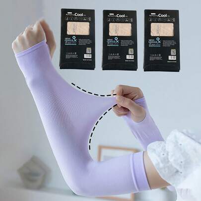 Bộ ống tay giữ ấm mùa hè, màu trơn, kiểu Hàn Quốc, làm từ lụa lạnh, thích hợp cho cả nam và nữ, dùng cho các hoạt động thể thao ngoài trời, đi biển, cưỡi ngựa, chống tia UV.