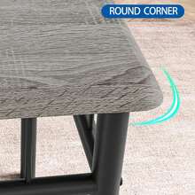 Conjunto de mesa de comedor de cocina de 5 piezas Muebles, mesa y sillas Conjunto de 4 personas, marco de metal Mesa rectangular moderna de madera con / sin sillas tapizadas para pequeño espacio comedor, comedor - Sillas tapizadas grises - Ver 5