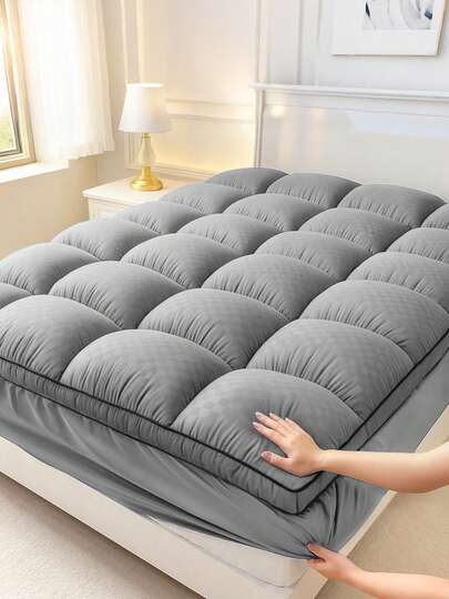 Extra-Thick Mattress Cover With Cushioning Layer - Spill-Proof & Stain-Resistant Bed Topper, Machine Washable Breathable Suitable For Bedrooms, Dorm Beds, Rooms, Care - Fit For All Mattresses,Polyester: 85.00%; Memory Foam: 15.00%