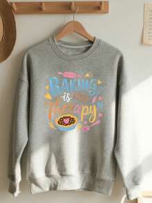 Women's Autumn And Winter Long Sleeved Crew Neck Sweatshirt, Washable, Suitable Everyday Casual Street Style, A Top Choice Gifts, Suitable Home, Office, And Other Occasions. -Suitable Both Men And Women; Gifts Friends And Family-Suitable Both Men And Women; Gifts Friends And Family - Light Grey - View 6