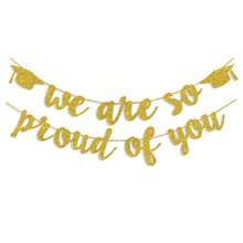1 Set 2026 Graduation Banners Party Decorations, Black Glitter We Are So Proud Of You Graduation Banners Garland For Congratulation Graduations Party Supplies, School, Home, Car Decorations - 9pcs - View 10