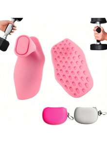 防滑橡胶健身手套，男女通用，适用于举重把手、橡胶健身杠铃把手和橡胶健身举重防滑握把 - B - 查看 1