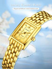 SUNKTA LIGE 时尚女士休闲手表 防水指针石英表 优雅商务手表 - 金色 - 查看 2