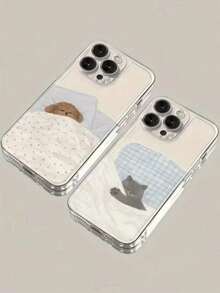 2 件装情侣猫狗睡觉创意图案透明防震 TPU 手机壳，兼容 17/16/15/14/13/12/11 Pro Max、A5/54/53/52/51、S25/24/23/22/21 系列 - 彩色 - 查看 33