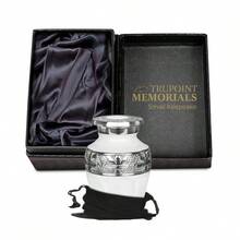 Trupoint Memorials Cremation Urn For Ashes For Women Female, Urns For Human Ashes Male, Engraved Mother Of Pearl Funeral Urn For Adult Man, Silver Lining Large White - Pearl - View 14