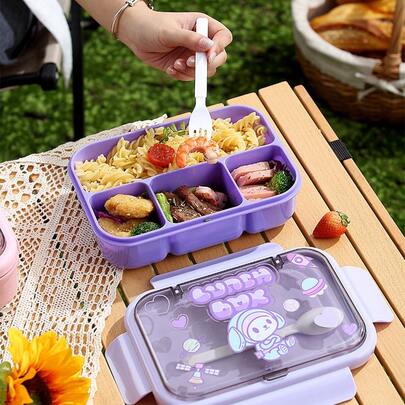 1个便当盒，防漏午餐盒，适合学生和成人，食品储存盒，适用于学校、办公室、野餐，可微波炉加热，可洗碗机清洗。