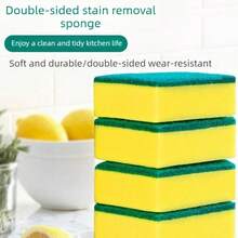 4/6/10pcs High Density 10*7*2.5cm Rectangular Sponge Scrubber, Double-Sided Sponge Scrub Pad, Absorbent And Non-Stick, Kitchen Cleaning Sponge - Right-angled Sponge - View 3