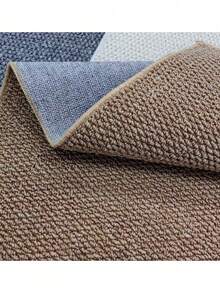 1pc Brown Half-Circle Faux Jute Woven Carpet. Unique Wavy Edge, Exclusive Original Design, Anti-Scratch, Washable, Ideal For Pet Owners, Suitable For Living Room, Dining Room, Study, Bedroom And Entryway Decor - New Brown Wave Style - View 7