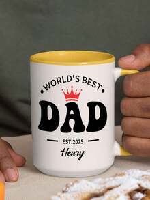1pc 15oz The World's Best Dad Coffee Mug, A Unique Gift For Father's Day. It's A Personalized Customized Coffee Mug And Water Cup. You Can Customize The Text On It. It Expresses Your Gratitude To Your Dad And Also Serves As A Wonderful Birthday Gift For Him. - Style 1 - View 7