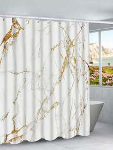 12钩复古木纹图案浴帘 - 防水、机洗、艺术设计，适用于家庭、酒店和浴室 - 多色 - 查看 20