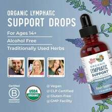 Lymphatic Support Herbal Blend Liquid Drops - USDA Organic Lymphatic Cleanse - Echinacea & Elderberry - Blue Vervain - Vegan - 30 Servings - 其他的 - 查看 7