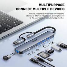 宏碁 HUB HY41-T8，8 合 1 多功能 Type-C 扩展坞，USB3.0 接口扩展，适用于台式电脑、手机、笔记本电脑，带 TF/SD 卡槽，USB-C 扩展坞 - 查看 3