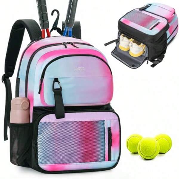 ANILD Tennis Bag Tennis Racket Backpack For 2 Rackets With Ventilated Shoe Compartment For Men And Women