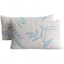 Paquete de 2 Almohadas de bambú para Dormir Espuma viscoelástica triturada Ajustable Funda de Cama de bambú extraíble y Lavable con Cremallera de rayón de bambú Paquete de 2 - Blanco - Ver 1