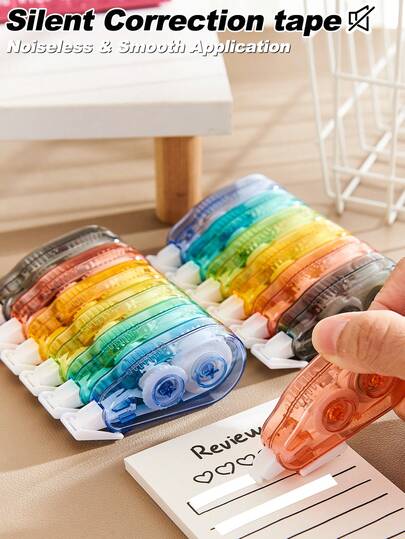 Silent Correction Tape, Noiseless & Smooth Application, No More Tearing Or Jamming, Quick-Dry White Out Tape For School, Office & Home