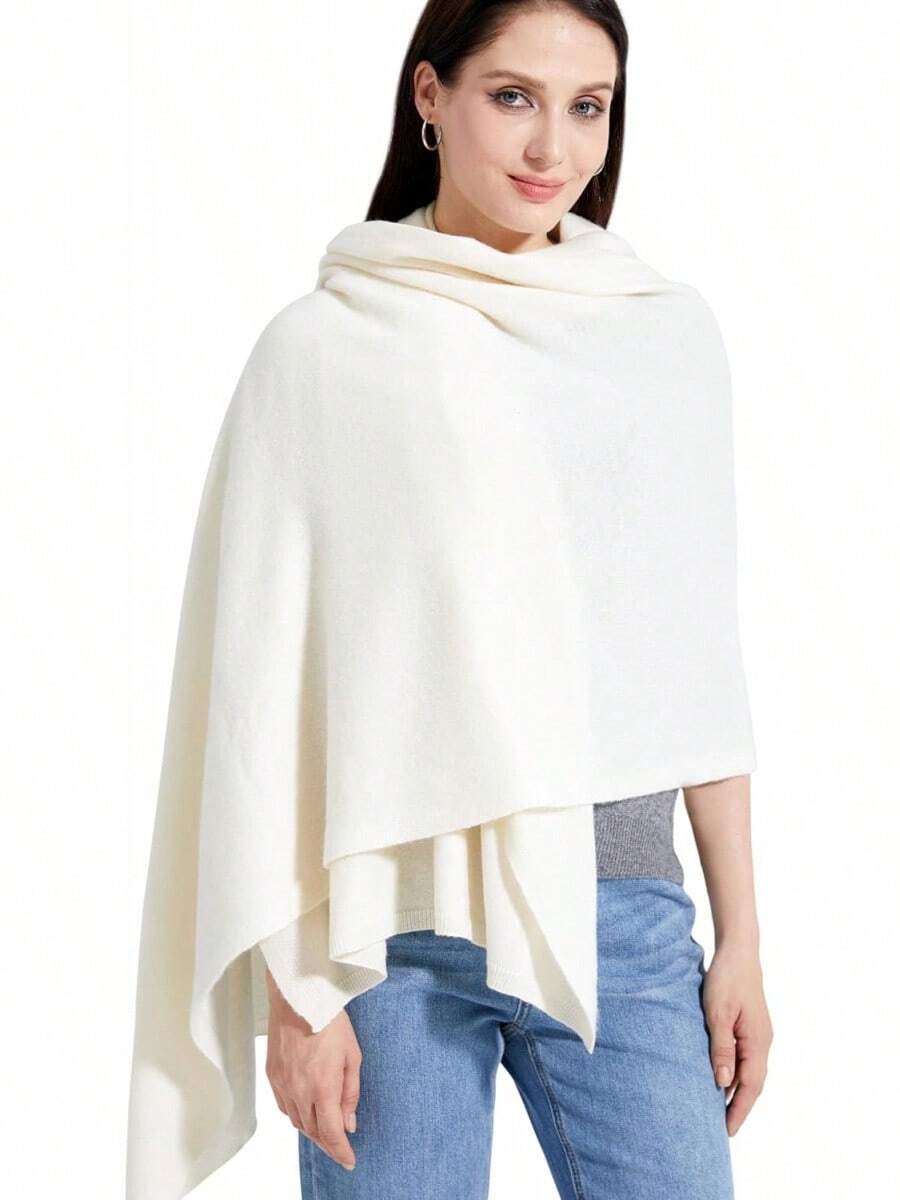 Soft Cashmere Blend Wrap Scarf For Travel, Extra Large 87"X28" - 白色 - 查看 1