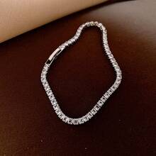 1pc Cubic Zirconia Clasp Bracelet, Suitable For Women's Daily Wear - Geometric Bracelet - View 7