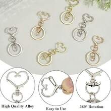 10个心形钥匙扣，带龙虾扣和旋转环，适用于钥匙链、包包挂饰、DIY工艺品和礼品。 - 愛心中8平圈 - 查看 6