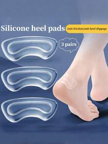 3 Pairs Transparent Women's Invisible Heel Grips, Soft Double-Layer High Heel Protectors - Clear - View 6