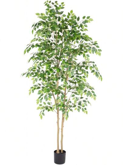 Kunstpflanzen 180cm Künstlicher Ficusbaum wie echt - Große Künstliche Pflanzen Grüner Kunstbaum im Weiß Topf für Wohnzimmer, Schlafzimmer, Büro, Garten FFV3