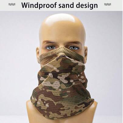 Outdoor Tactical Camouflage Windproof Face Mask, Multi-Functional Breathable Mesh Face Protection, Cycling, CS Game, Outdoor Dust-Proof And Sun-Proof Half Face Mask