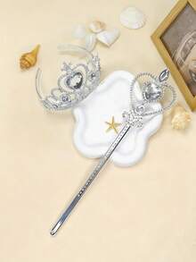 2件套女孩皇冠头饰魔法棒仙女棒节日派对表演服装套装 - 彩色 - 查看 7