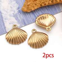 2pcs Gold Summer Ocean Charm Sea Theme Marine Life Charms Starfish Shell Charm Pendant For DIY Christmas Earring Bracelet Jewelry Making Supplies Crafts - Gold - View 21