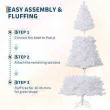 Árbol de Navidad Blanco, árbol de Navidad Artificial Prelit de con Luces LED Blancas cálidas y Soporte de Metal, decoración de día Festivo de Pino de Navidad Falso, para el hogar - 4,5 pies - Ver 7