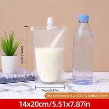5/10/50pcs Disposable Transparent Stand-Up Pouches With Spout, Portable Drink Pouches For Music Festivals Outdoor, Hands-Free Leak-Proof Juice Bags - View 30