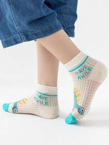 5双儿童薄款短袜，卡通恐龙图案，透气网眼婴儿袜，夏季适用，男童款 - 彩色 - 查看 3