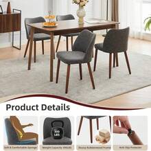 Silla para Comedor moderna Set de 2 Unidades, Silla de cocina tapizada con Tela Duradera de Cuero PU (Textura Lino) con asiento acolchado para Mayor Confort, Silla para Comedor Estilo Mid - Century con patas de madera, ideal para Sala de Estar, Restaurantes y Cafés - Piel sintética - Gris oscuro - Ver 7