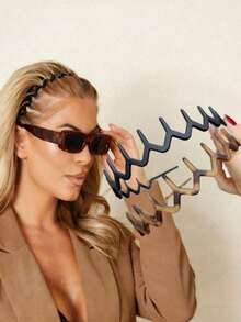 2条哑光防滑锯齿发带，时尚锯齿波浪发带，长齿头巾，女士防滑洗脸发带，多功能发夹发饰 - 磨砂款 - 查看 3