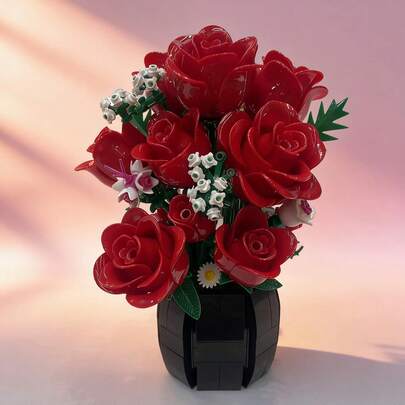 Ramo de rosas de ladrillo DIY, edición limitada para novia/mejor amiga/Día de San Valentín, caja de regalo de flores eternas, planta de rosas hechas a mano romántica para decoración de escritorio, regalo curativo