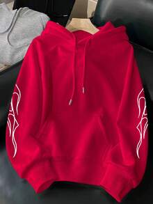 Street Style Drip Hard Fire Sweatshirt, Street Art, Hip Hop, Unisex, Men's And Women's, 100% Cotton, Premium Top Streetwear, New Release, Immediate Shipping, Various Colors!! - 紅色 - 查看 2