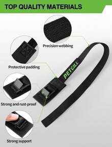 EBike Rack Straps, Suitable For All Bike Racks | 4 Pieces | Length 16 In | Width 0.8 Mm | 440 Lbs Load Capacity | Clamp Lock, Lashing Strap For Roof Rack, Kayak Lashing - ColorA - View 7