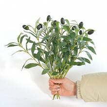 Rama de olivo artificial - Ramas de árbol de olivo falso realistas con hojas y frutos similares a los naturales, ramas de eucalipto, ramas de plantas verdes artificiales adecuadas para decoración central, decoración del hogar y decoración de bodas - Multicolor - Ver 11