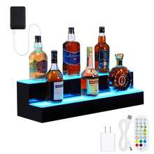 Estante exhibidor de botellas de licor con led, estante de bar iluminado con control remoto y app - Rectangular - 2 escalones, 24 pulgadas - Ver 1