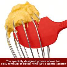 Muỗng trộn bột và kem đa năng bằng silicon màu đỏ và đen, dụng cụ nhà bếp gia đình, đồ dùng làm bánh. - Xem 4