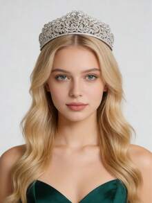 1pc Elegant Crystal Crown Bridal Wedding Hair Accessory, Women's Party Prom Headpiece - Multicolor - View 1