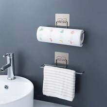 懒人布架，不锈钢纸巾架 - 保鲜膜架 - 抹布架，一次性抹布架，浴室毛巾架 - 免钻孔不锈钢家居收纳整理架 - 彩色 - 查看 2