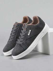 Men's Fashion Casual Sneakers, Lace-Up Skate Shoes, Personalized Street Style Shoes For Men - Dark Grey - View 3