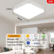 CANMEIJIA 85V-265V LED Square White Frame Recessed Ceiling Light, Modern Style Panel Light, Flicker-Free Bright White Light, Suitable For Wall/Corridor/Room/Hallway/Ceiling/Kitchen/Living Room/Bathroom/Bedroom/Study, Choose Size Based On Usage Scenario - LED Square Ceiling Light - View 14