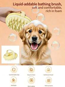 Pet Shampoo Dispensing Bath Brush, Dog & Cat Grooming Tool For Washing, Massaging & Shedding Control - View 4