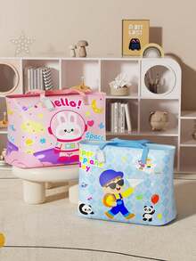 1pc Large Capacity Cartoon Quilt Storage Bag, Multi-Functional Waterproof Travel Luggage Bag, Portable Foldable Washable Luggage Storage Bag, Suitable For Back To School Season, Home Clothing And Quilt Storage - Multicolor - View 5