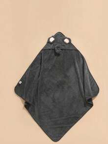 1pc Unisex Polyester Fabric Hooded Coral Fleece Soft & Quick Dry Bathrobes, Baby Blanket, Suitable For Bathing, Beach, All Seasons, Size 80cm/31.5inch*80cm/31.5inch - 灰色 - 查看 3