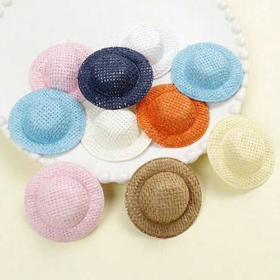 10/30Pcs Miniature Straw Hat Mini Doll Bohemian Colorful Hat Doll House Ornament Hand Weaved Dollhouse Accessories Cute Girls Gift