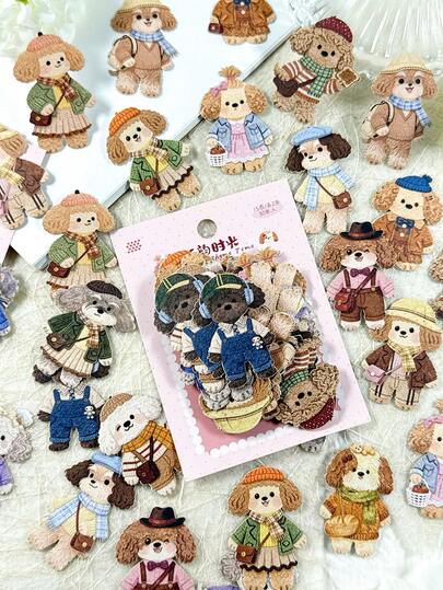 30pcs/Pack Vintage Pet Stickers, Scrapbooking Stickers For Diary, Photo Album, DIY Crafts Scrapbook Supplies Stationery Funny Stickers