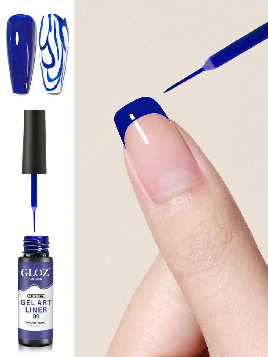 GLOZ 1件 3D效果凝膠美甲筆,細刷頭適用於漩渦/法式美甲彩繪,適合居家DIY或美甲沙龍設計,送給女孩的禮物 - 彩色 - 查看 1